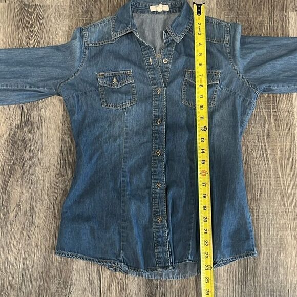 American Eagle American Blue Premium Denim 100% Cotton long sleeve top EUC - S - Picture 11 of 13